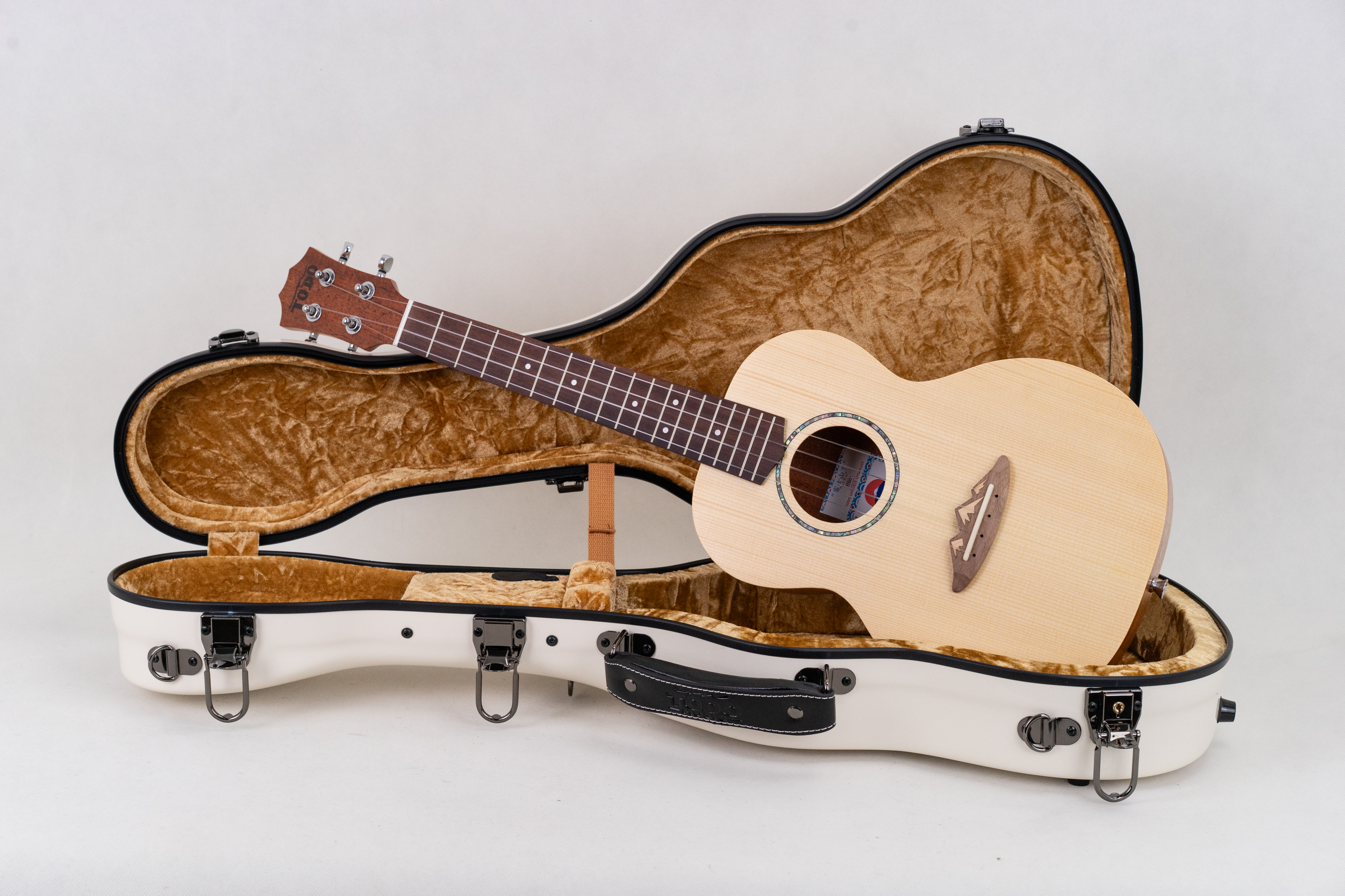 Premium Fiberglas Bariton Ukulele-Koffer  - Weiß